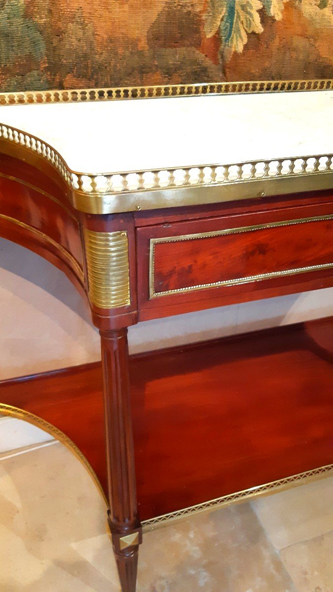 Console In Mahogany And Mahogany Veneer, Louis XVI Period-photo-2