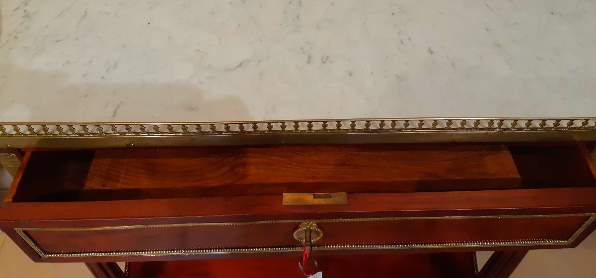 Console In Mahogany And Mahogany Veneer, Louis XVI Period-photo-4