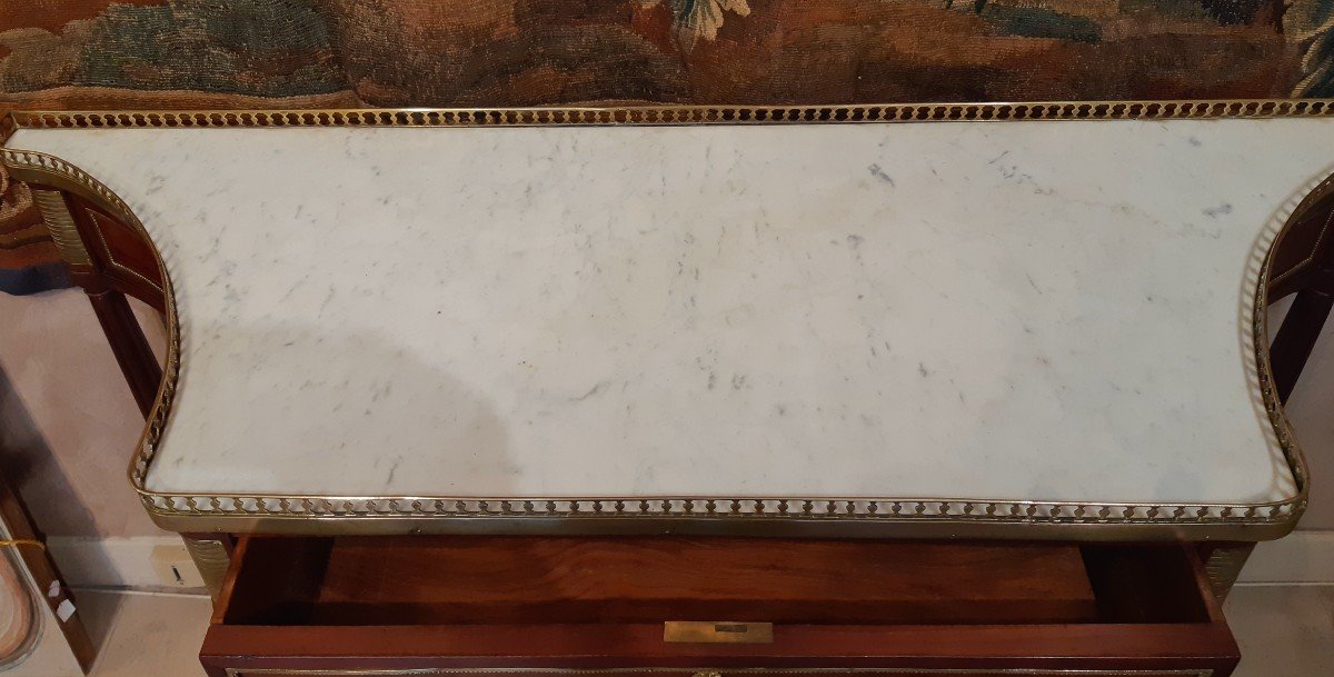 Console In Mahogany And Mahogany Veneer, Louis XVI Period-photo-3