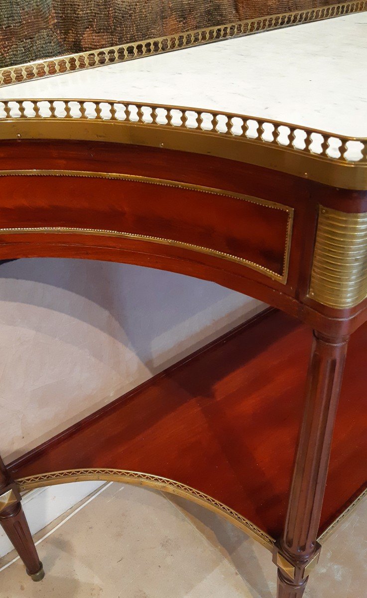 Console In Mahogany And Mahogany Veneer, Louis XVI Period-photo-5