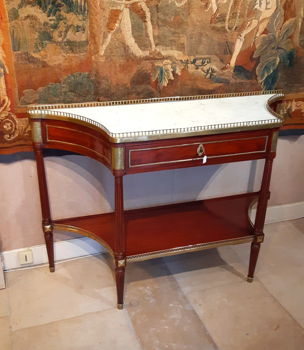 Console In Mahogany And Mahogany Veneer, Louis XVI Period