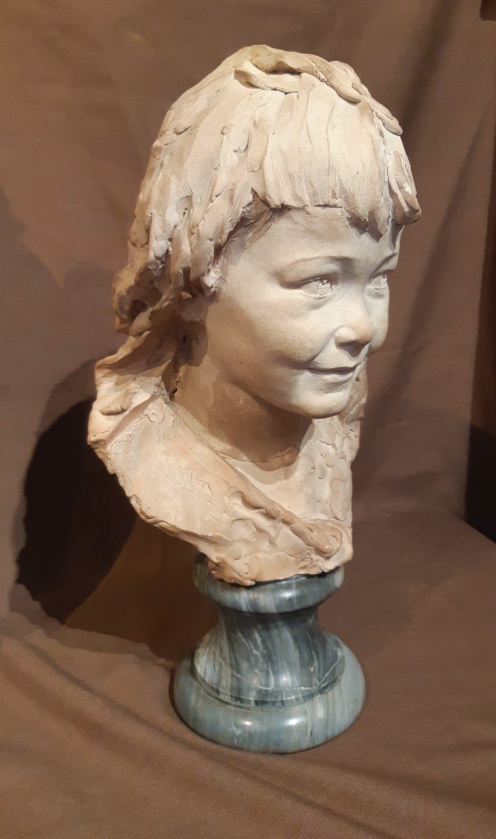 Terracotta Bust Of A Young Girl From The End Of The 19th Century-photo-2