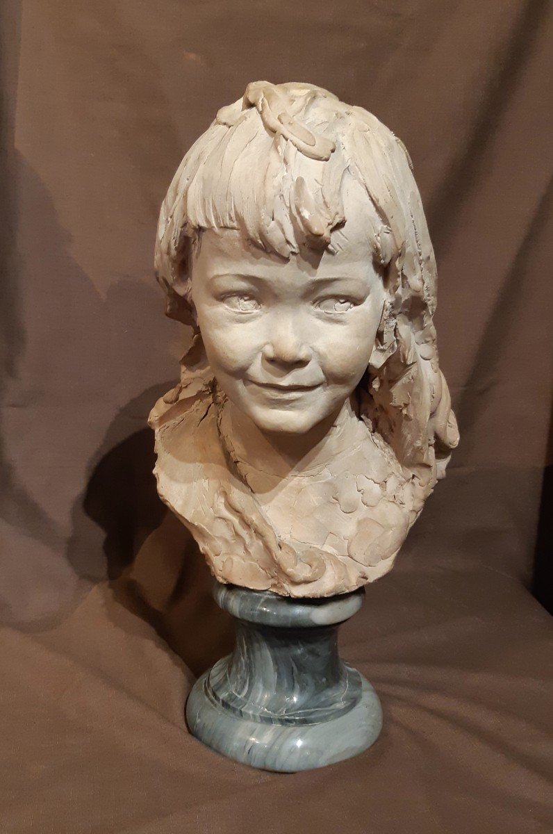 Terracotta Bust Of A Young Girl From The End Of The 19th Century-photo-4