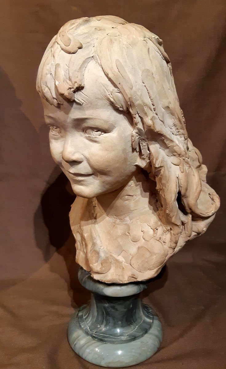 Terracotta Bust Of A Young Girl From The End Of The 19th Century