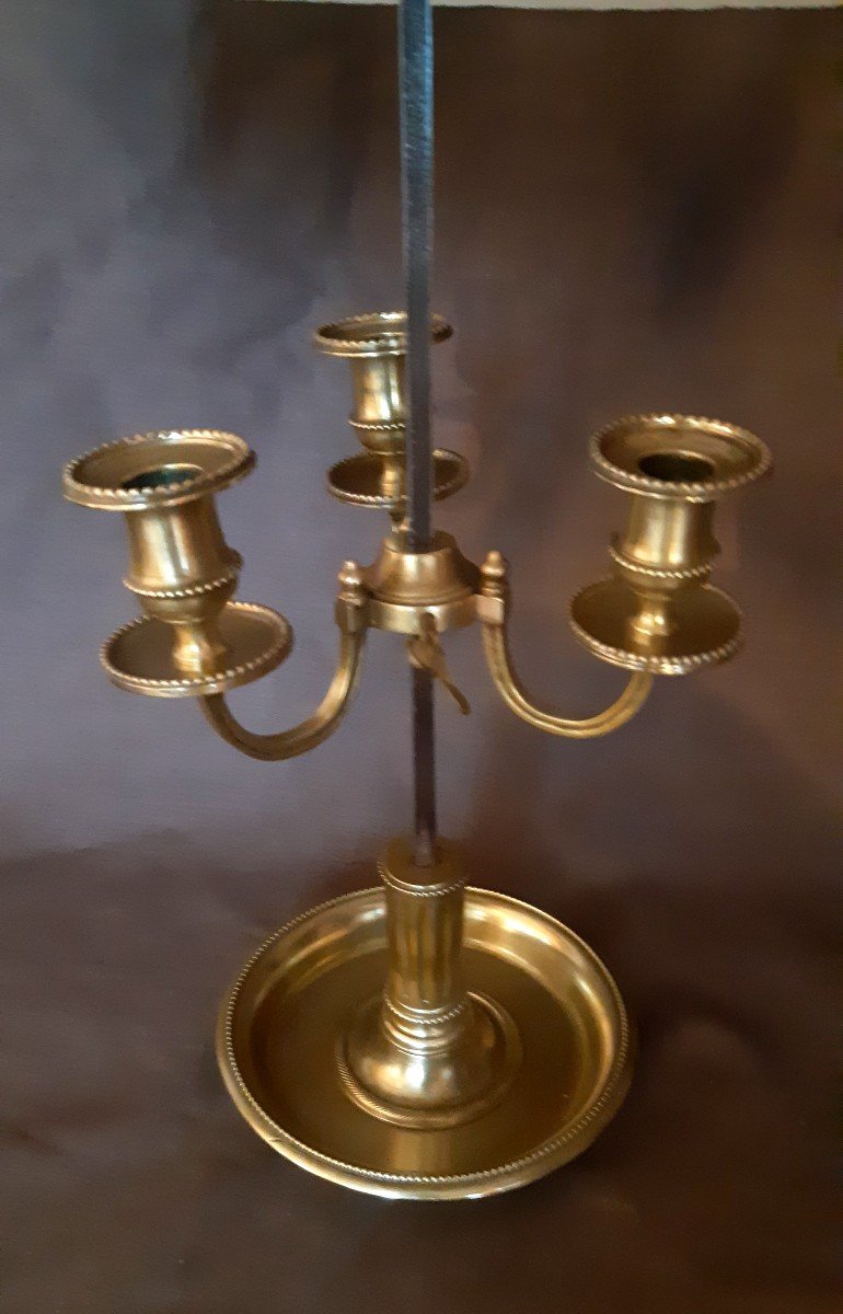 Bronze Bouillotte Lamp, With Green Sheet Metal, Louis XVI Period-photo-2
