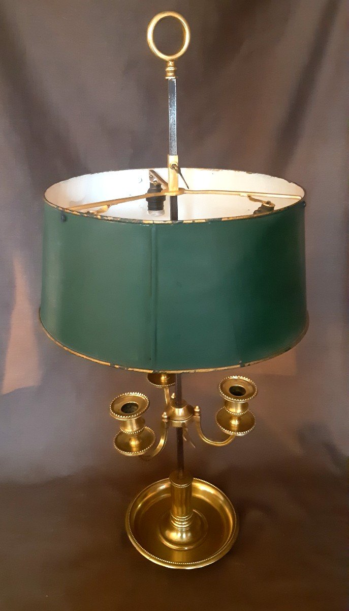 Bronze Bouillotte Lamp, With Green Sheet Metal, Louis XVI Period