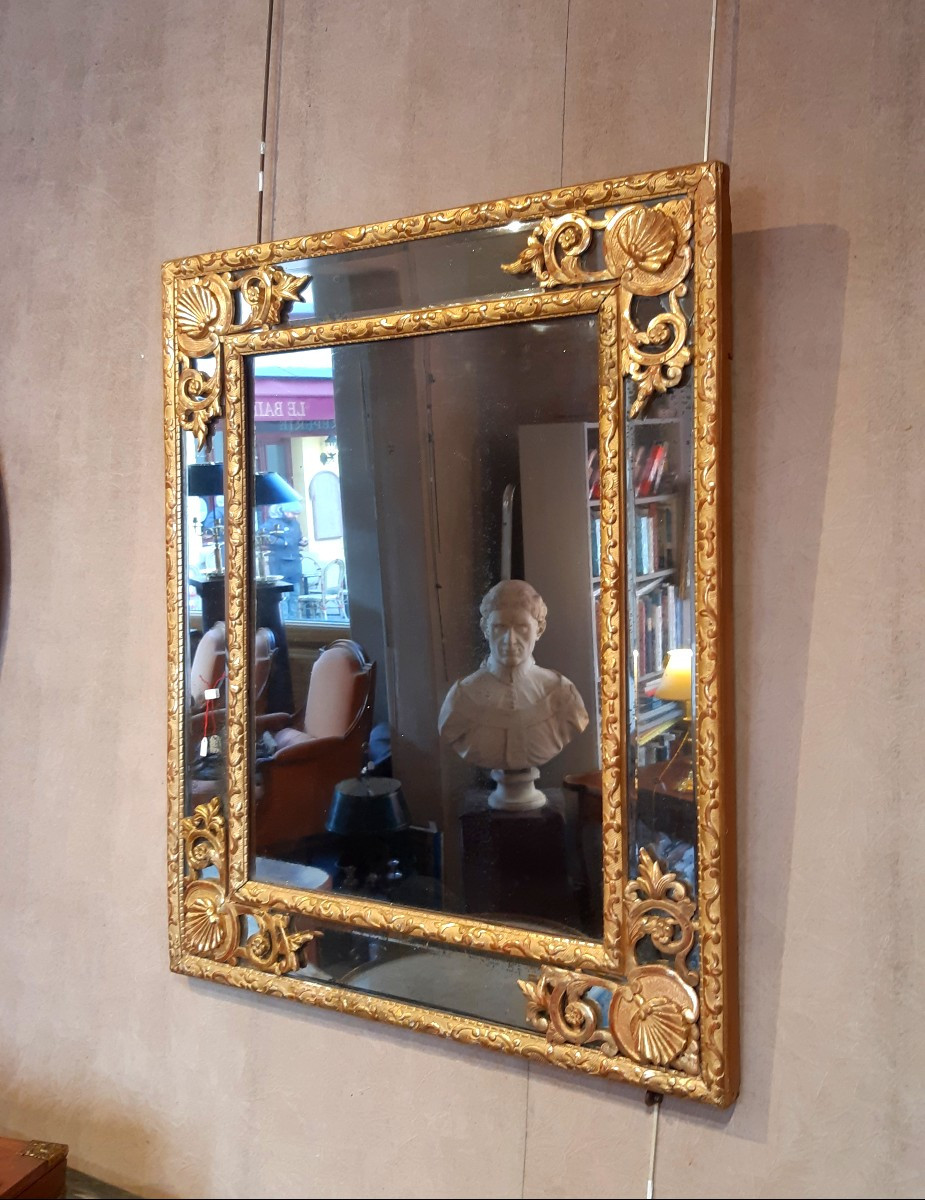 Louis XIV-régence Period Mirror In Gilded Wood, Pareclose Model-photo-1
