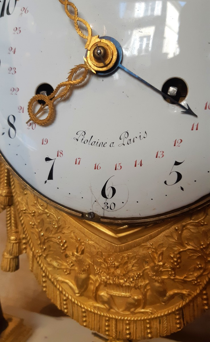 Important "caryatid" Clock Signed Piolaine In Paris From The Directoire Period-photo-3