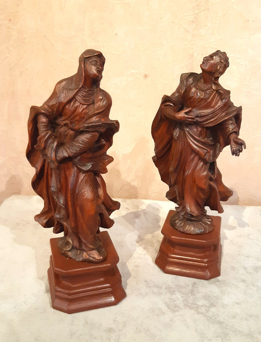 Pair Of 18th Century Baroque Statuettes.