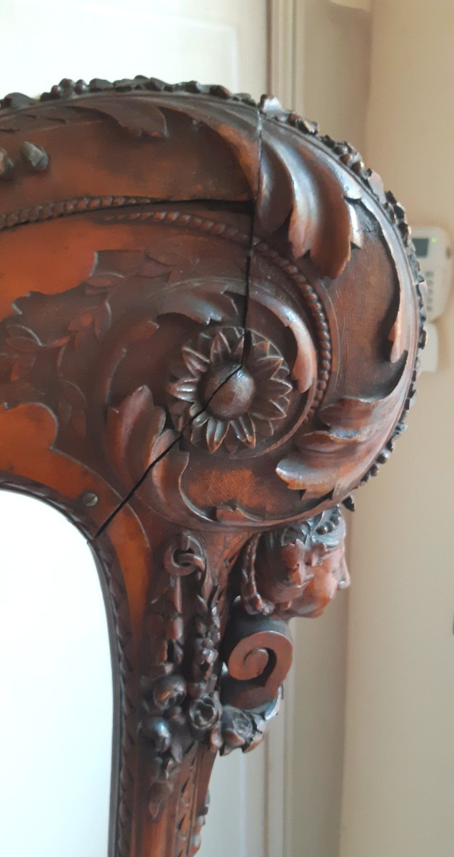 harpe en bois sculpté et peint de la fin du XVIII ème siècle-photo-3