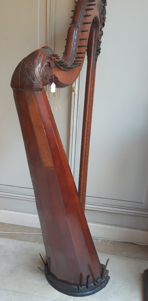 harpe en bois sculpté et peint de la fin du XVIII ème siècle-photo-3