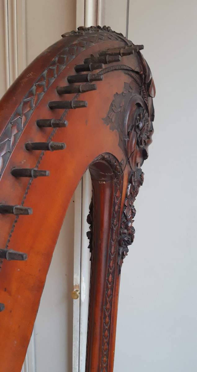 harpe en bois sculpté et peint de la fin du XVIII ème siècle-photo-4
