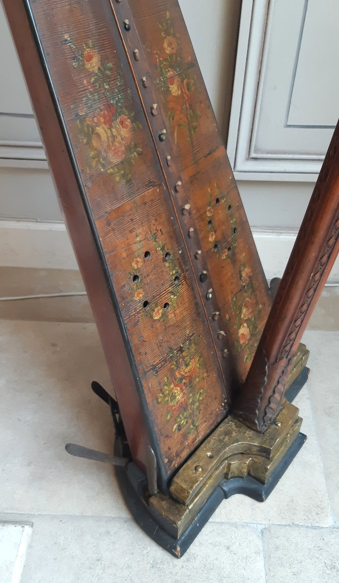 harpe en bois sculpté et peint de la fin du XVIII ème siècle-photo-6