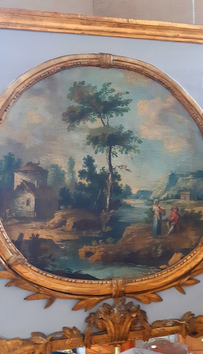 Louis XVI Period Trumeau, With Medallion Painting-photo-2