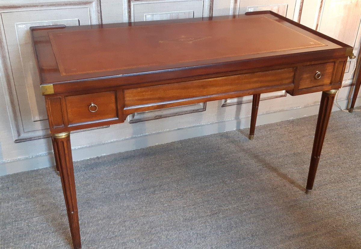 Table de tric trac en acajou et placage d'acajou d'(époque Louis XVI-photo-2