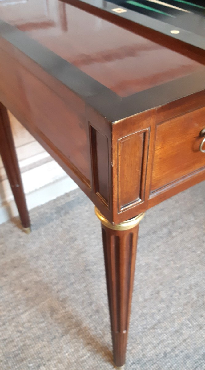 Table de tric trac en acajou et placage d'acajou d'(époque Louis XVI-photo-3