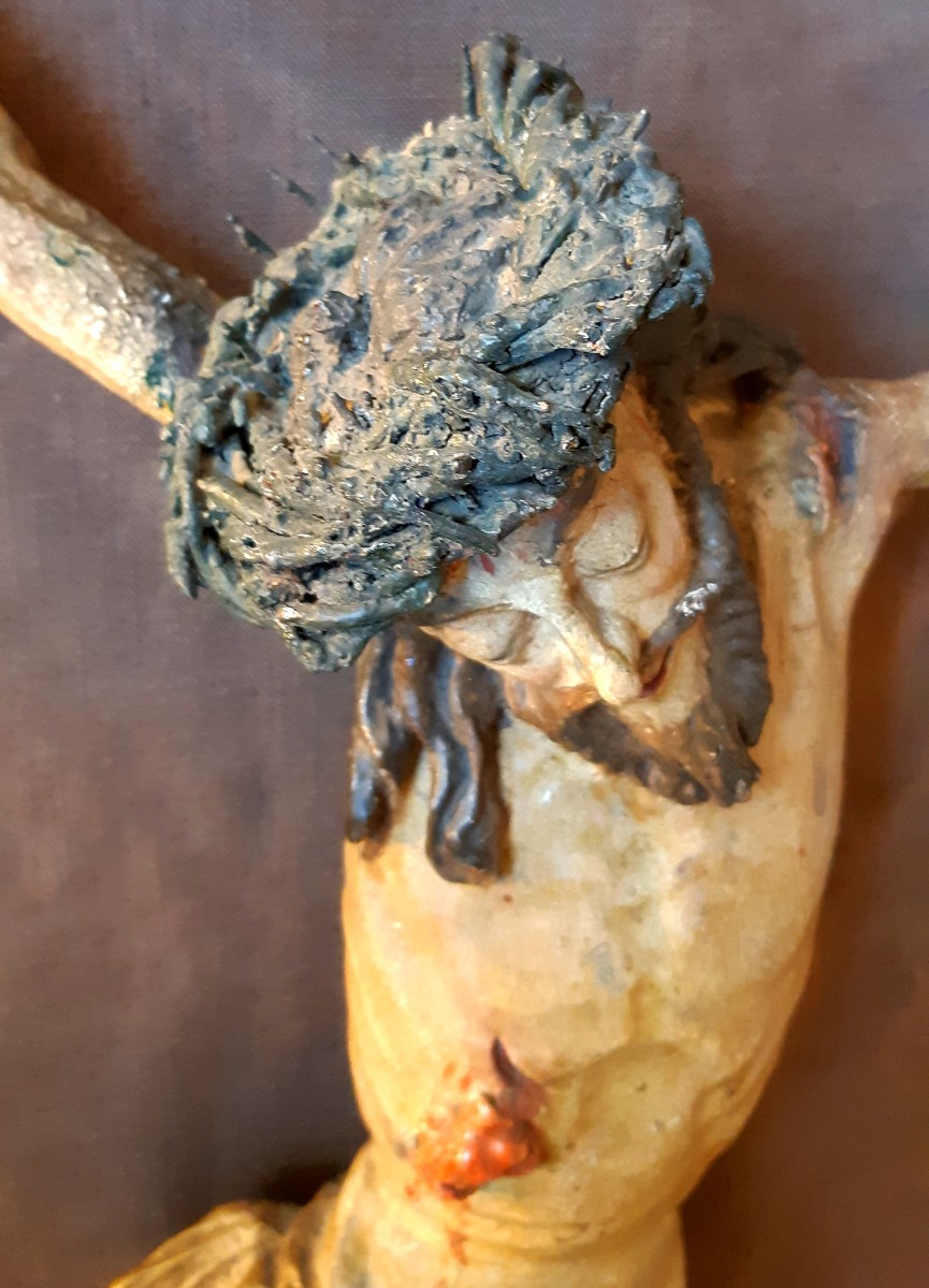 Christ en bois sculpté, polychrome, Espagne , XVIIème siècle-photo-3