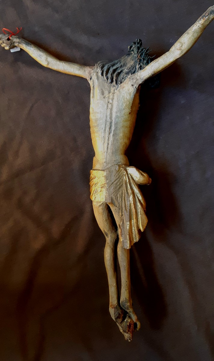 Christ en bois sculpté, polychrome, Espagne , XVIIème siècle-photo-4