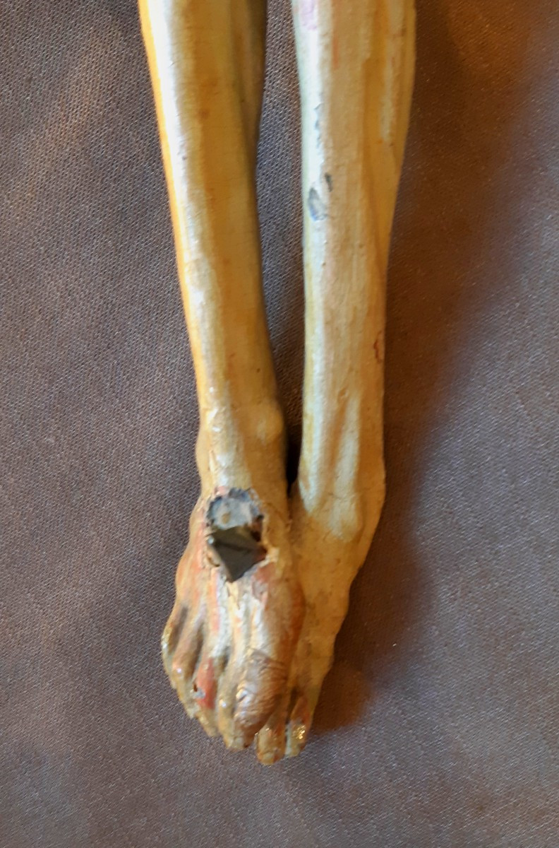 Christ en bois sculpté, polychrome, Espagne , XVIIème siècle-photo-2