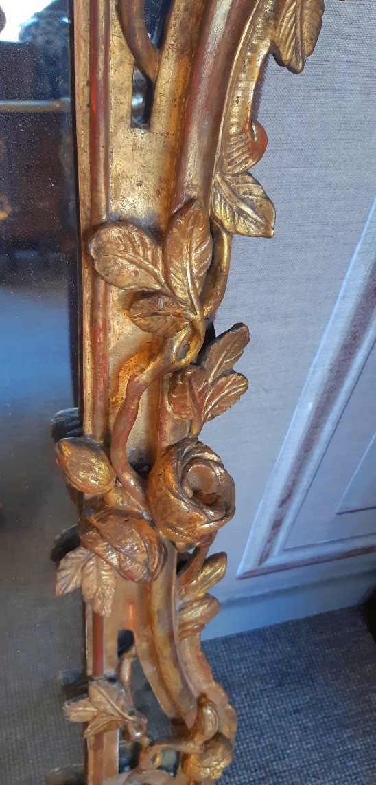 Glace en bois sculpté, doré d'époque Louis XV-photo-3