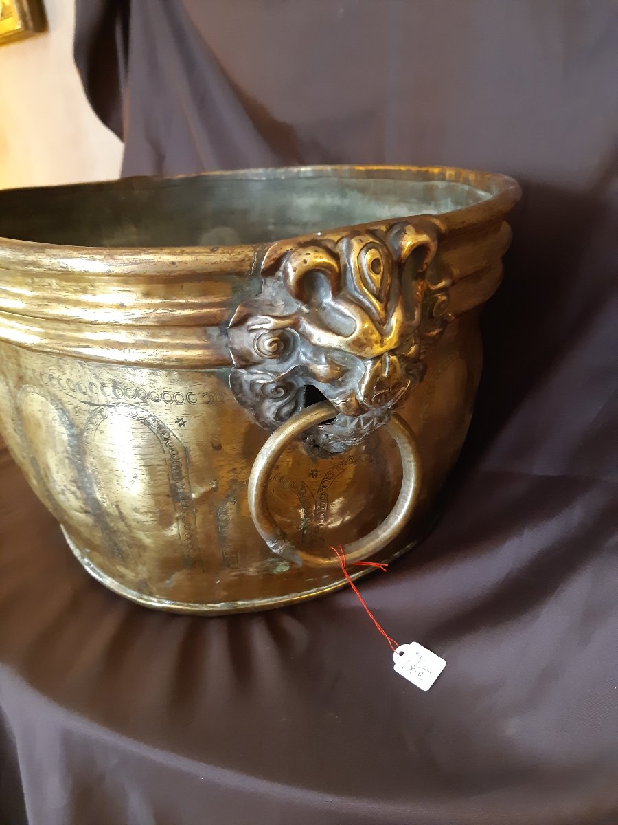 Rafraîchissoir en laiton d'époque Louis XIV.-photo-2