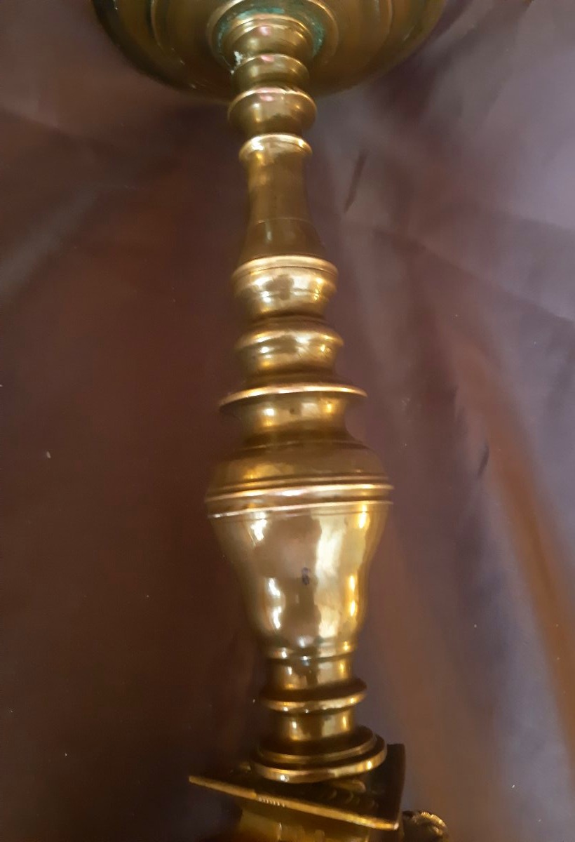 Paire de petits chandeliers en bronze du XVIIème siècle-photo-4