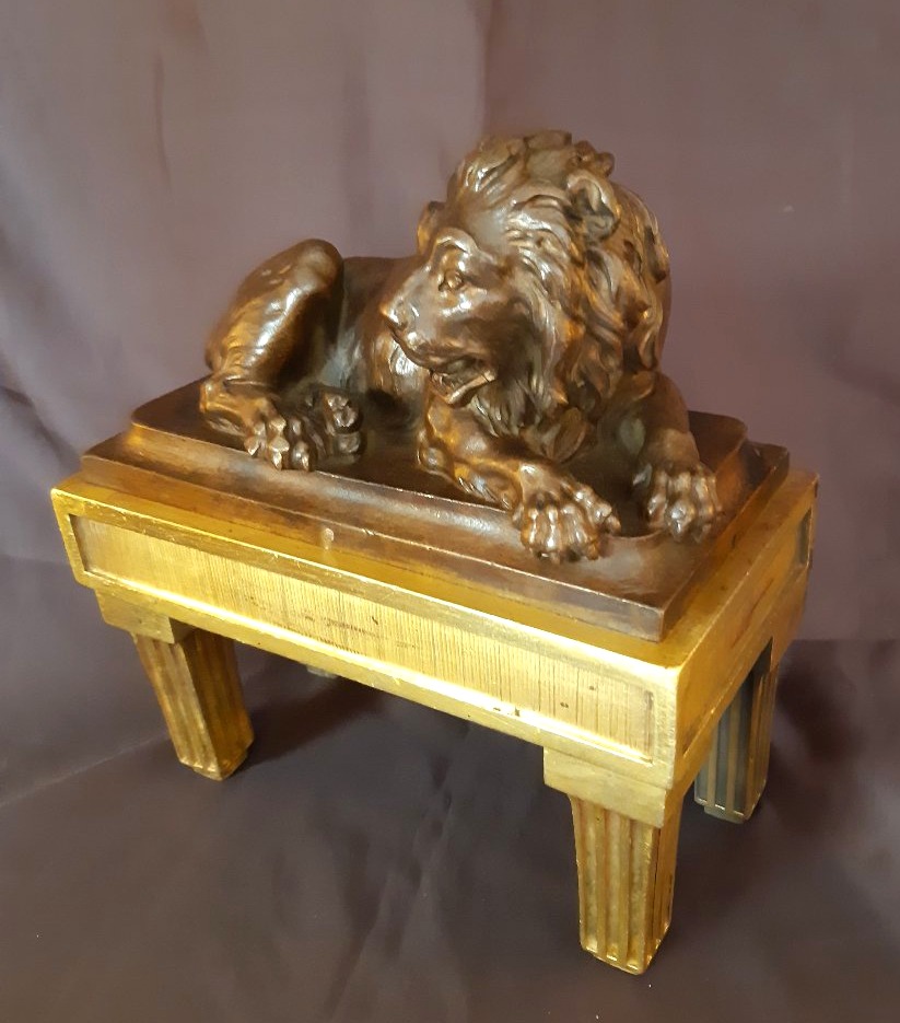 Paire de "feux" aux lion et lionne d'époque Louis XVI-photo-1