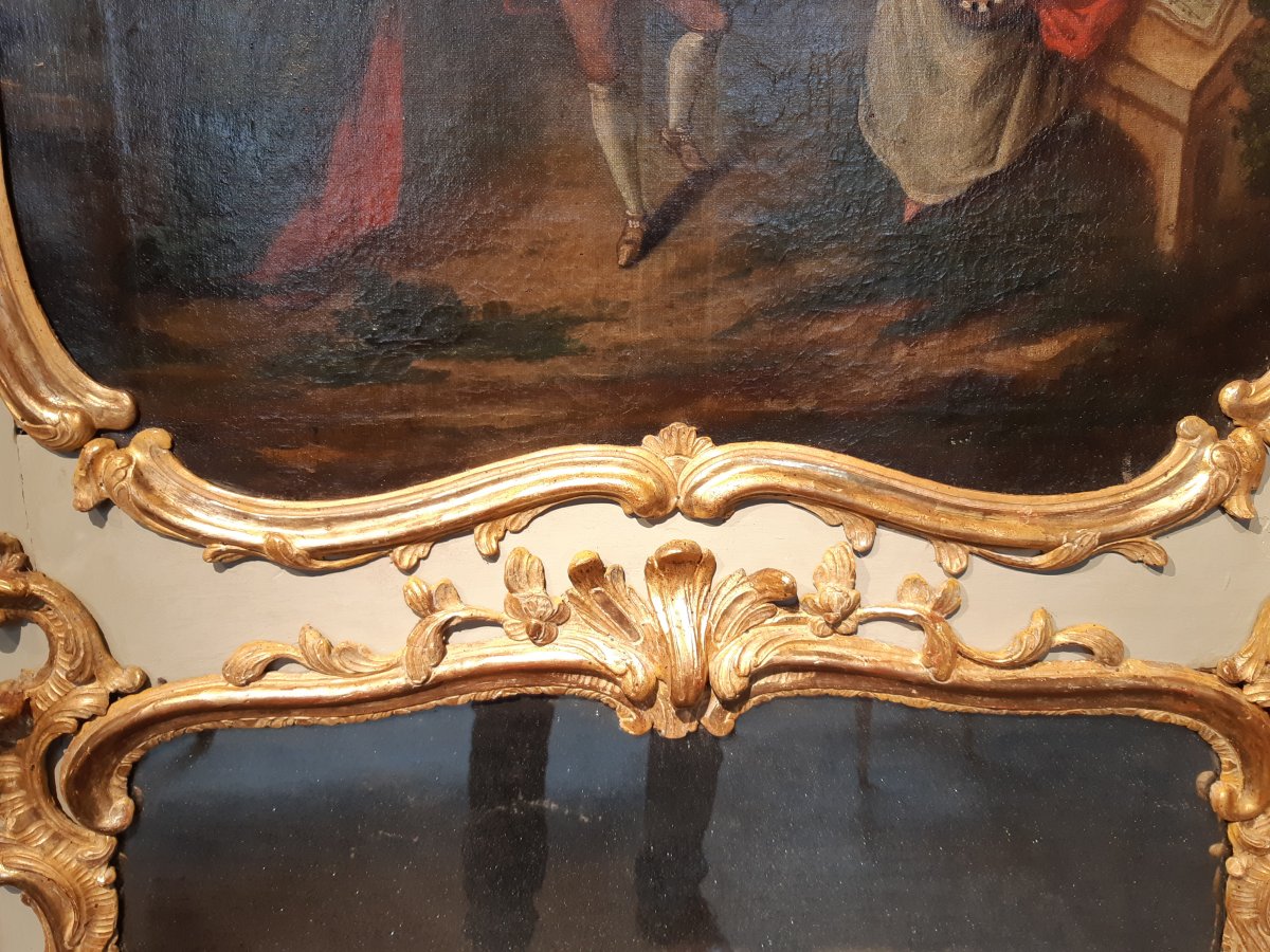 Trumeau en bois doré d'époque Louis XV-photo-2
