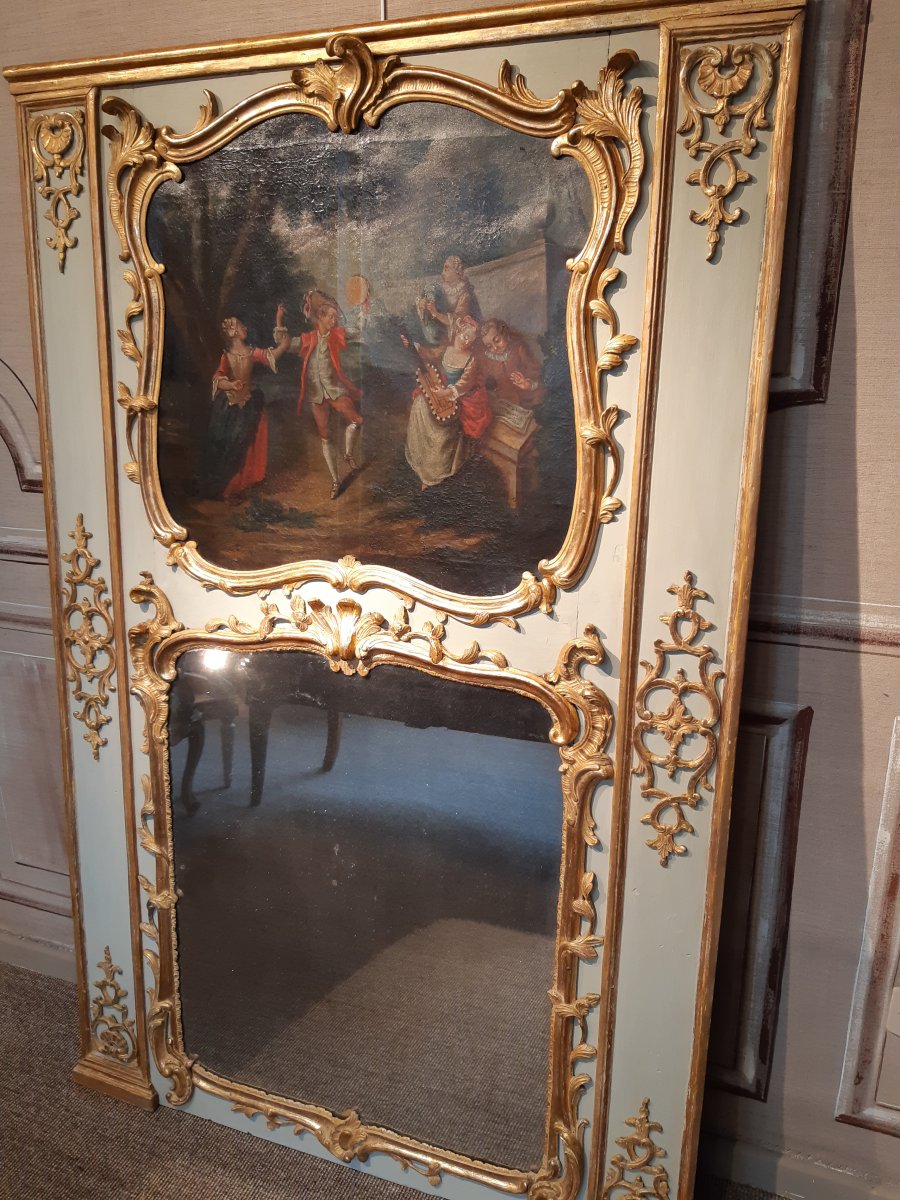 Trumeau en bois doré d'époque Louis XV