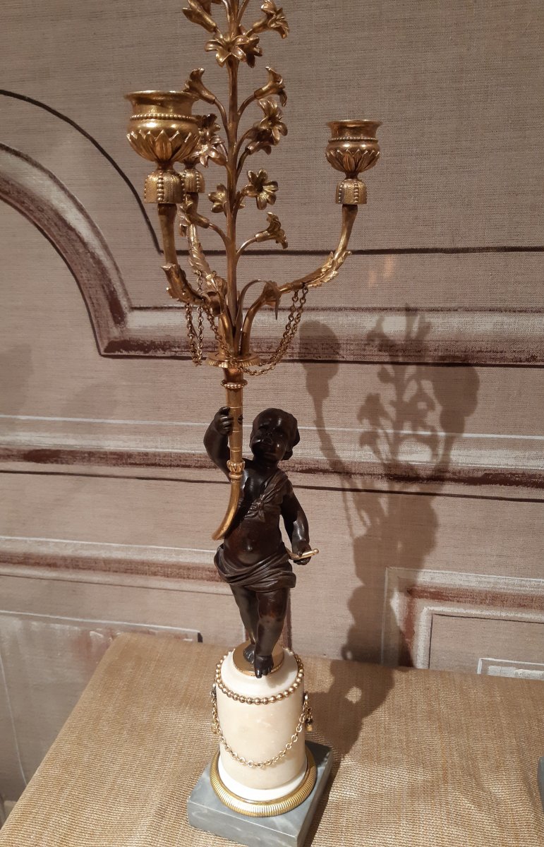 paire de candélabres d'époque Louis XVI-photo-2