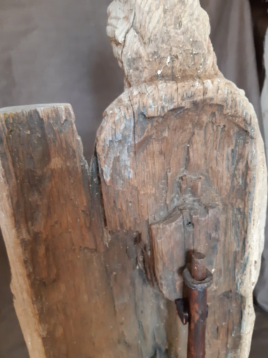Sculpture: Saint Barbe In Oak From The 16th Century-photo-4
