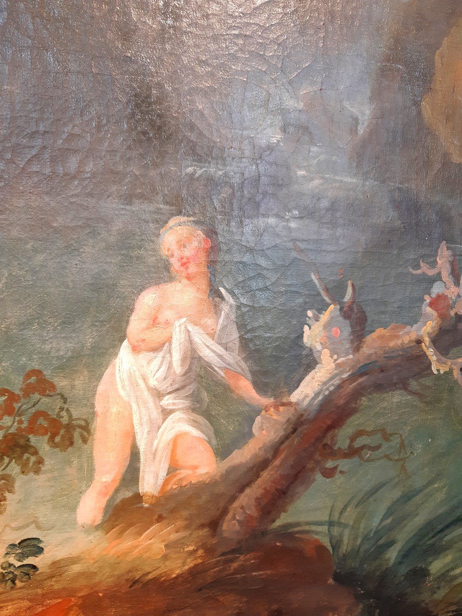 Large Painting "the Waterfalls Of Tivoli" 18th Century-photo-2
