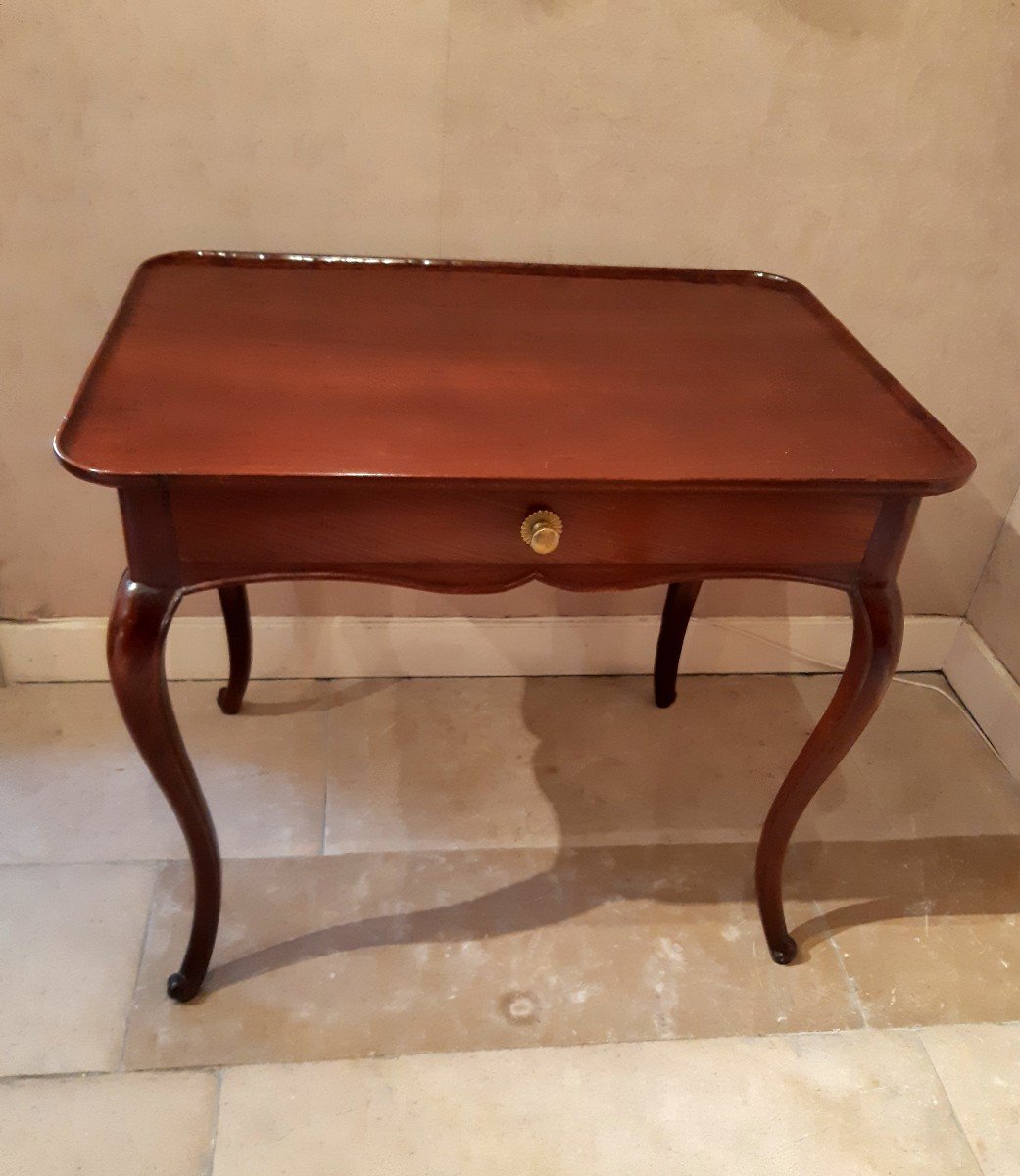 Table à plateau " cabaret" en acajou, d'époque Louis XV-photo-1