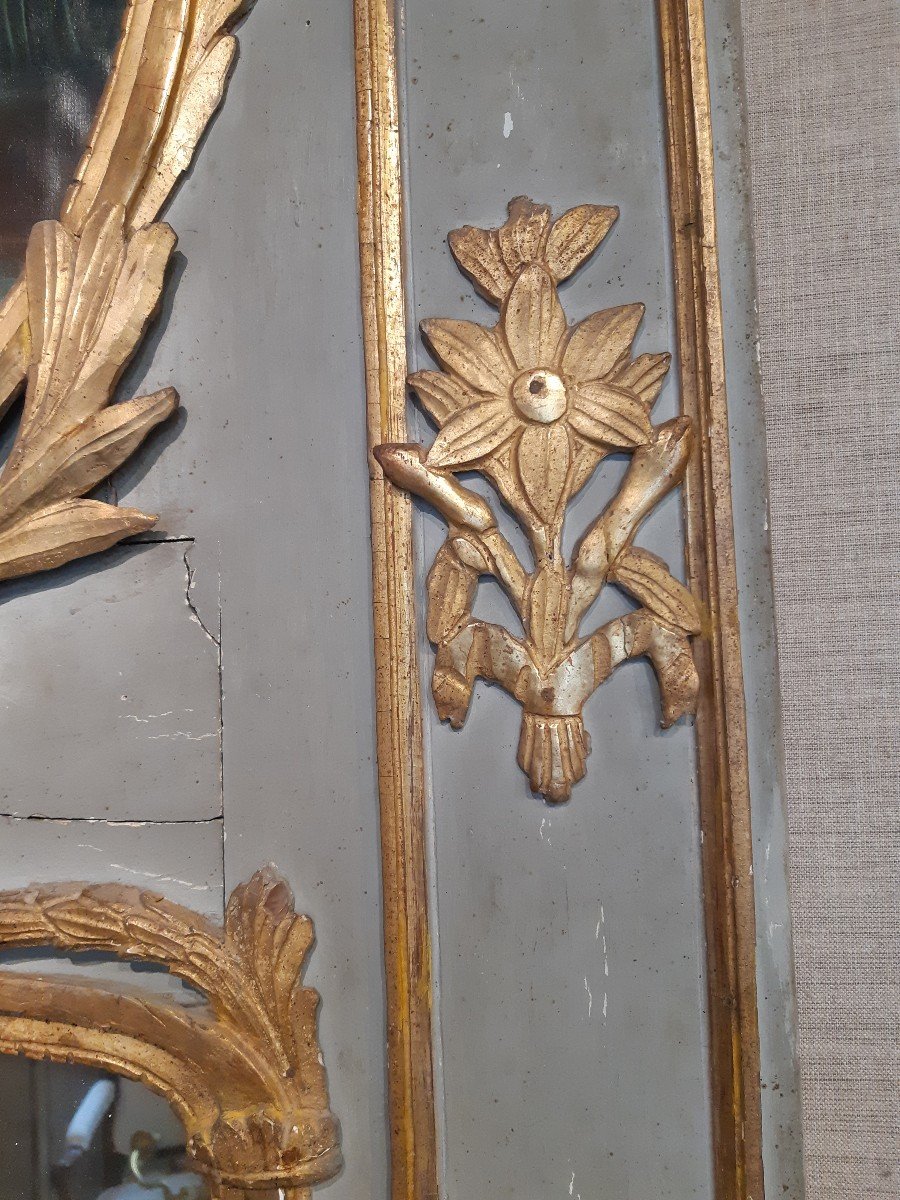 Trumeau In Gilded Wood With Paint In A Louis XVI Period Medallion-photo-1
