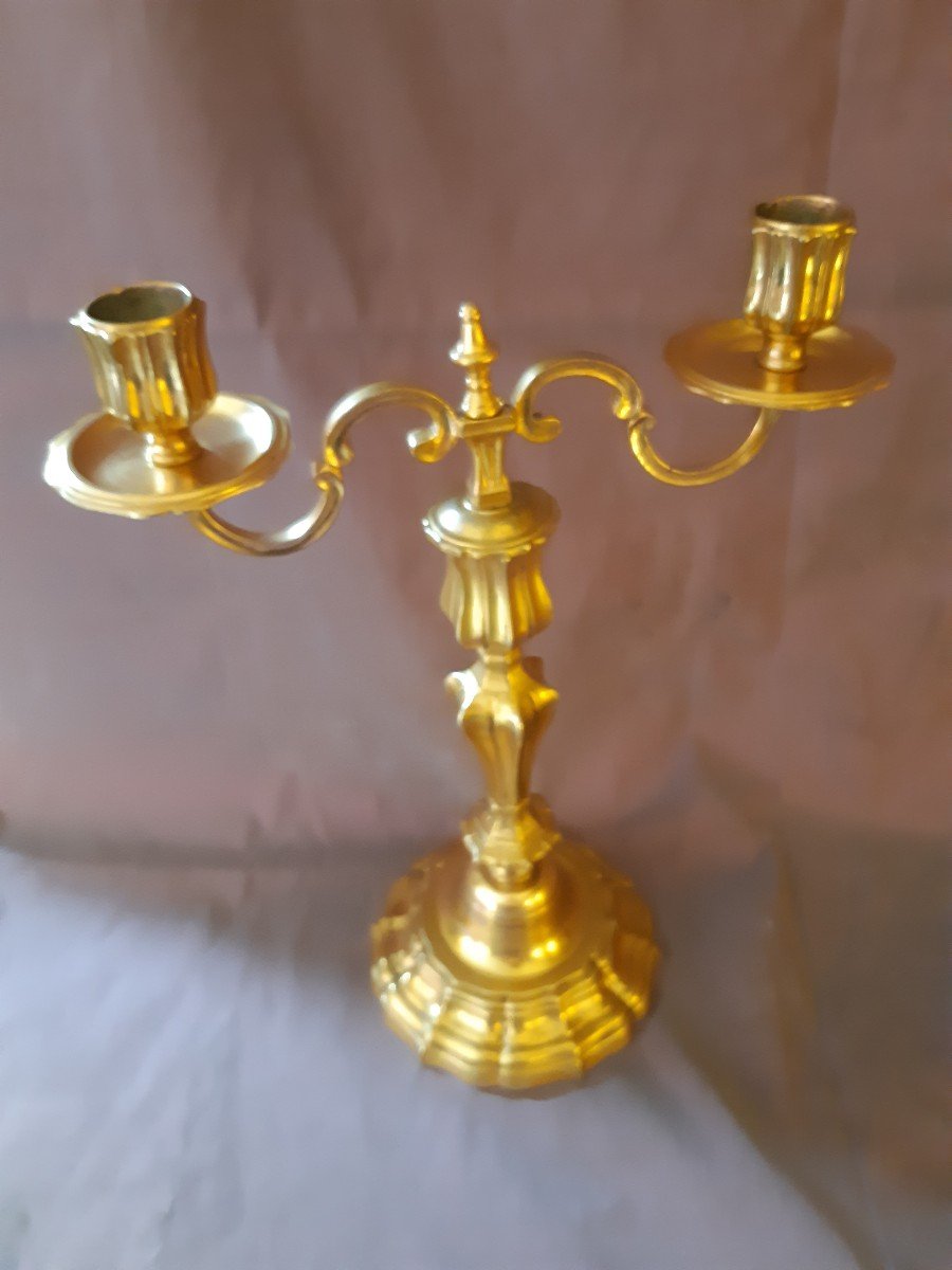 paire de candélabres en bronze doré d'époque Louis XV-photo-4