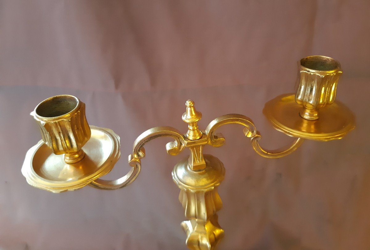 paire de candélabres en bronze doré d'époque Louis XV-photo-1
