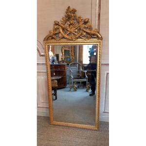 Mirror In Carved Wood, Gilded, Louis XVI Period