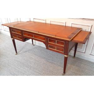 Large Flat Desk In Mahogany And Mahogany Veneer, Louis XVI Period