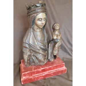 15th Century Polychrome Madonna And Child