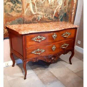 Provençal "sauteuse" Chest Of Drawers, In Walnut, Louis XV Period