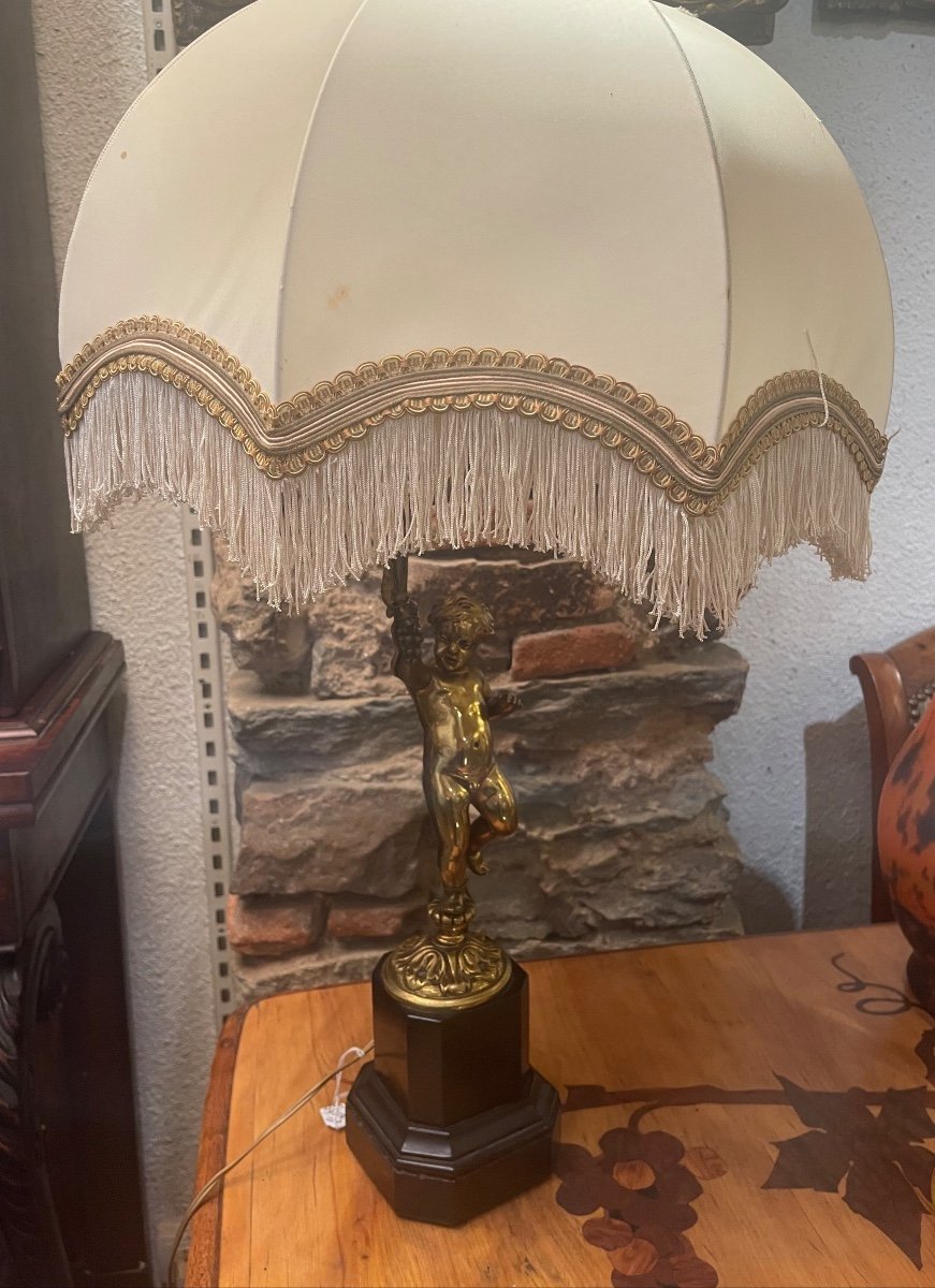 Lampe à Pied Vintage – Bronze – Forme Tulipe – H 35,5 Cm – Années 70