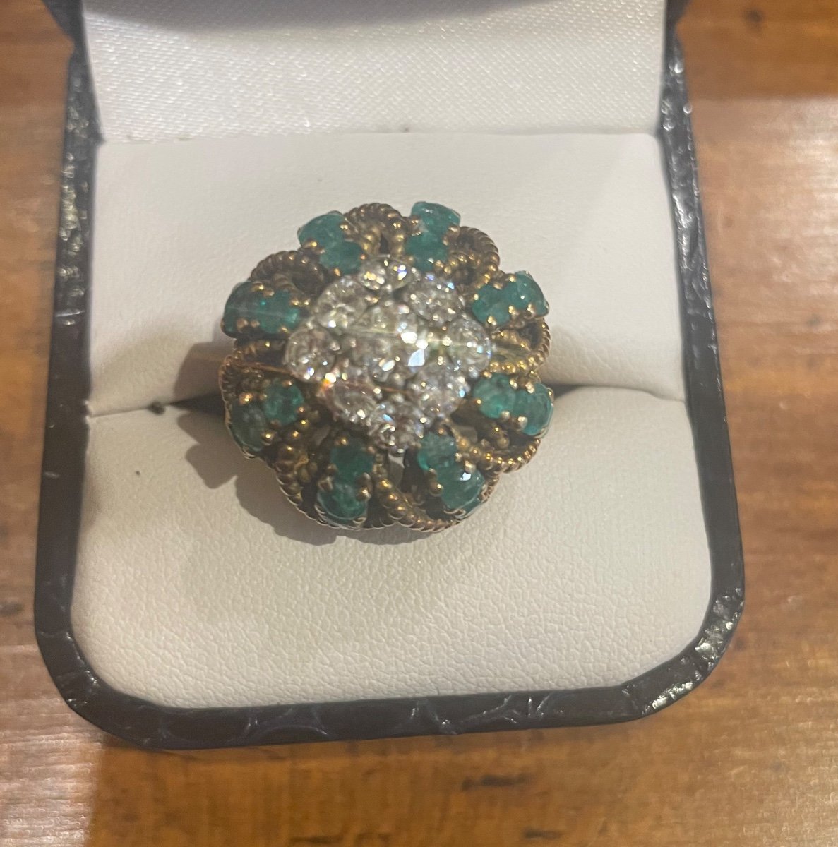 Bague Vintage Larimar Et Argent 800 - Taille US 11,25 - Années 1890, Antique - Occasion