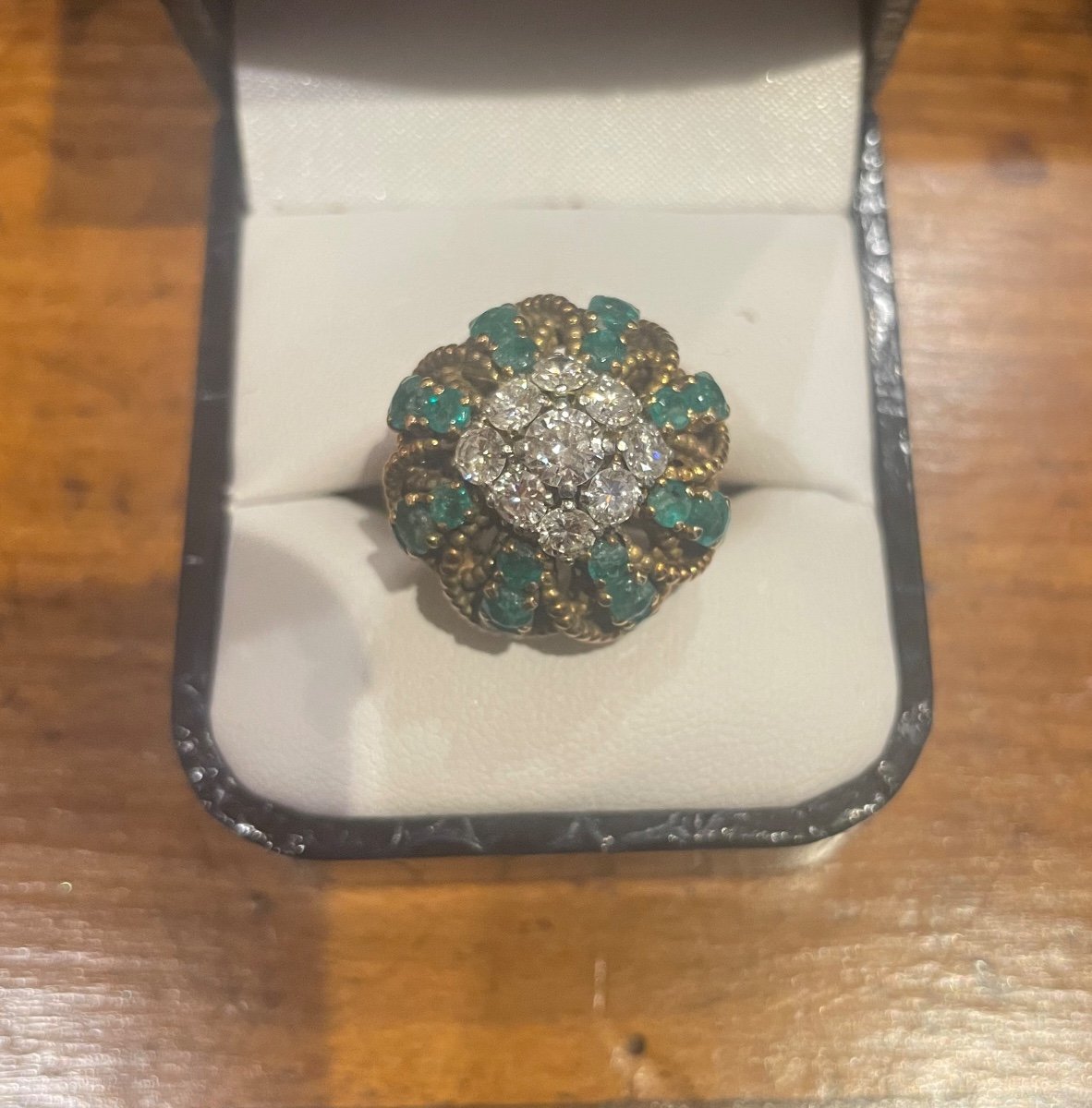 Bague argenté et perles avec strass taille 50 - Pearls of Time