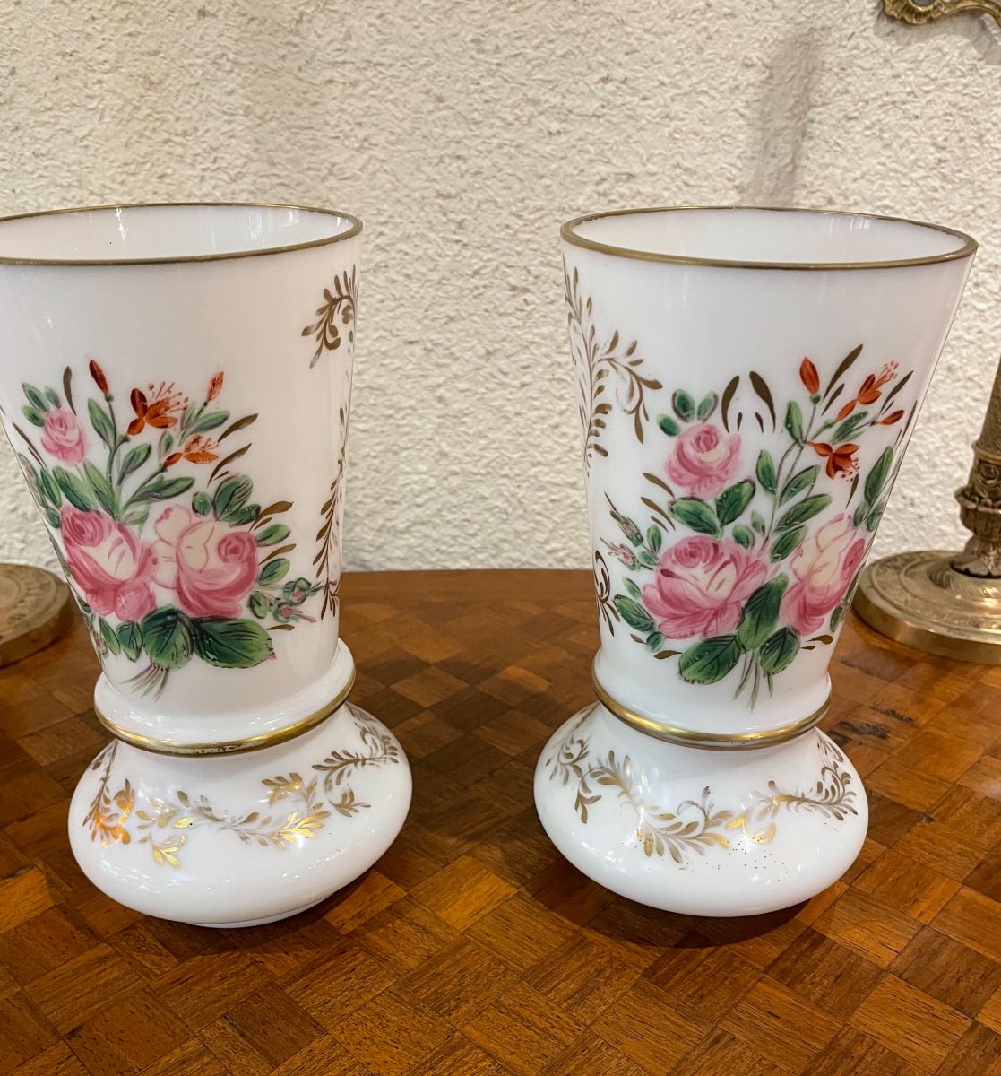 Pair Of 19th Opaline Vases-photo-3