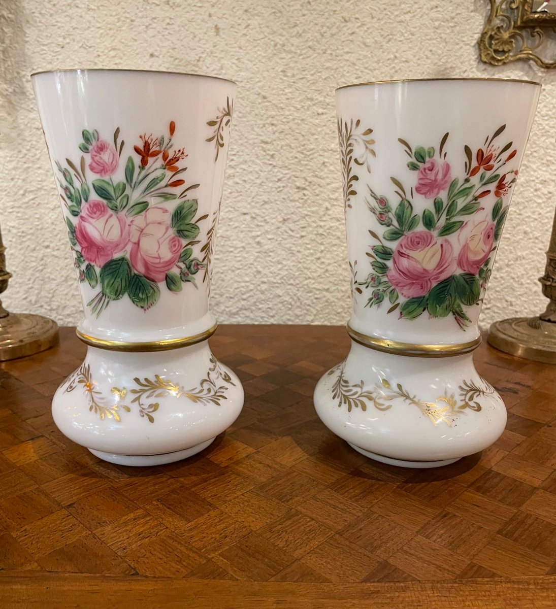 Pair Of 19th Opaline Vases