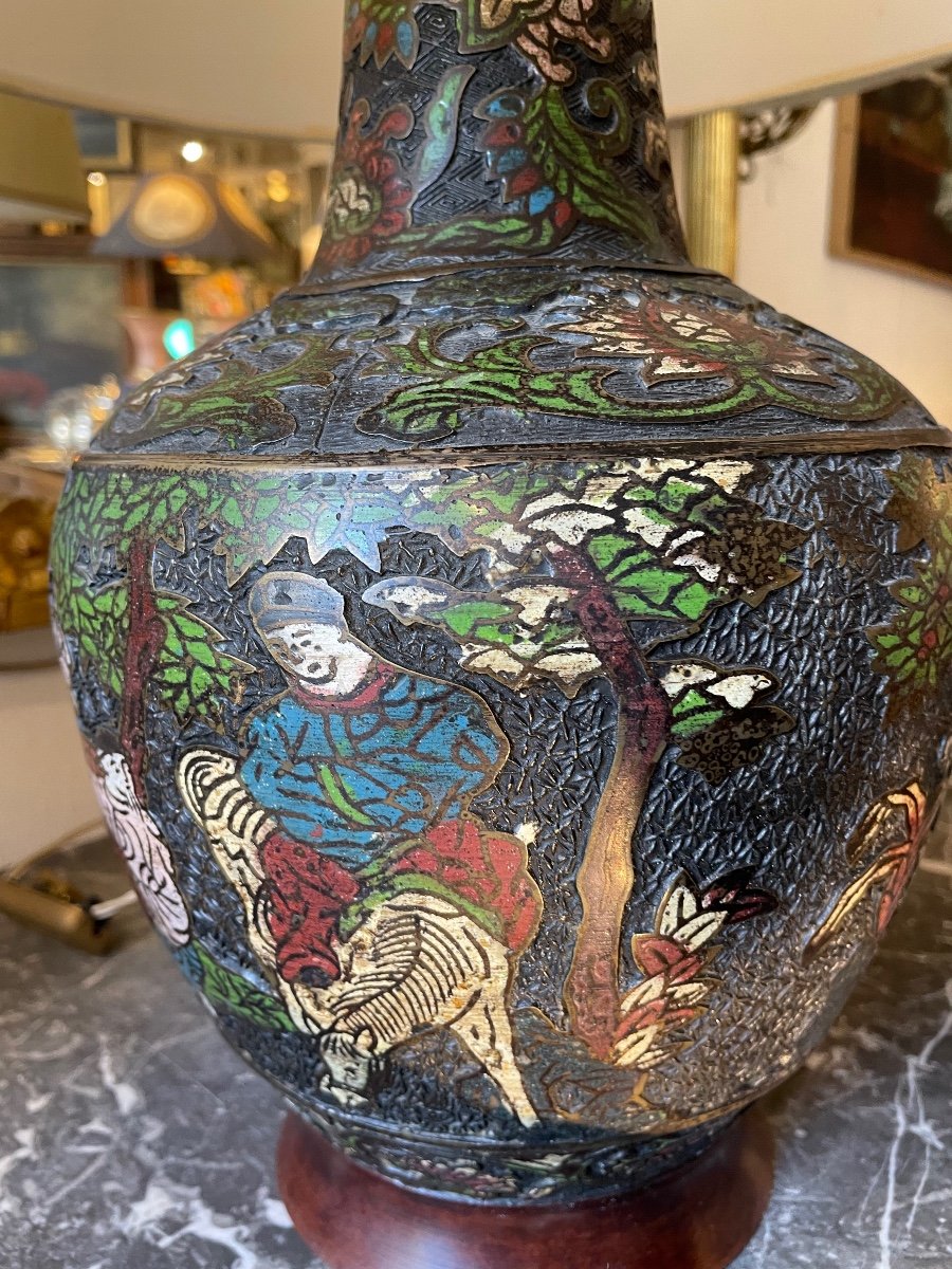 Lampe Indochinoise en Cloisonné Du XIXème-photo-4