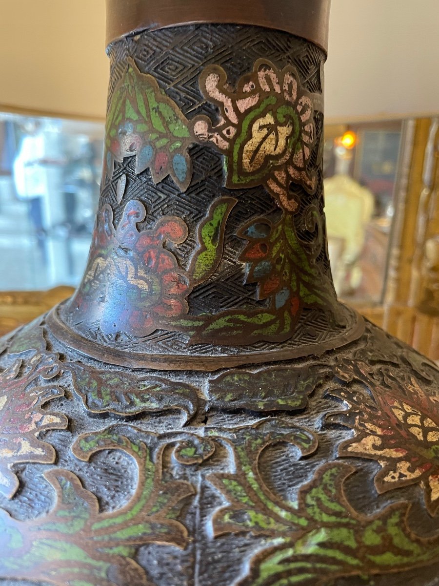 Lampe Indochinoise en Cloisonné Du XIXème-photo-1