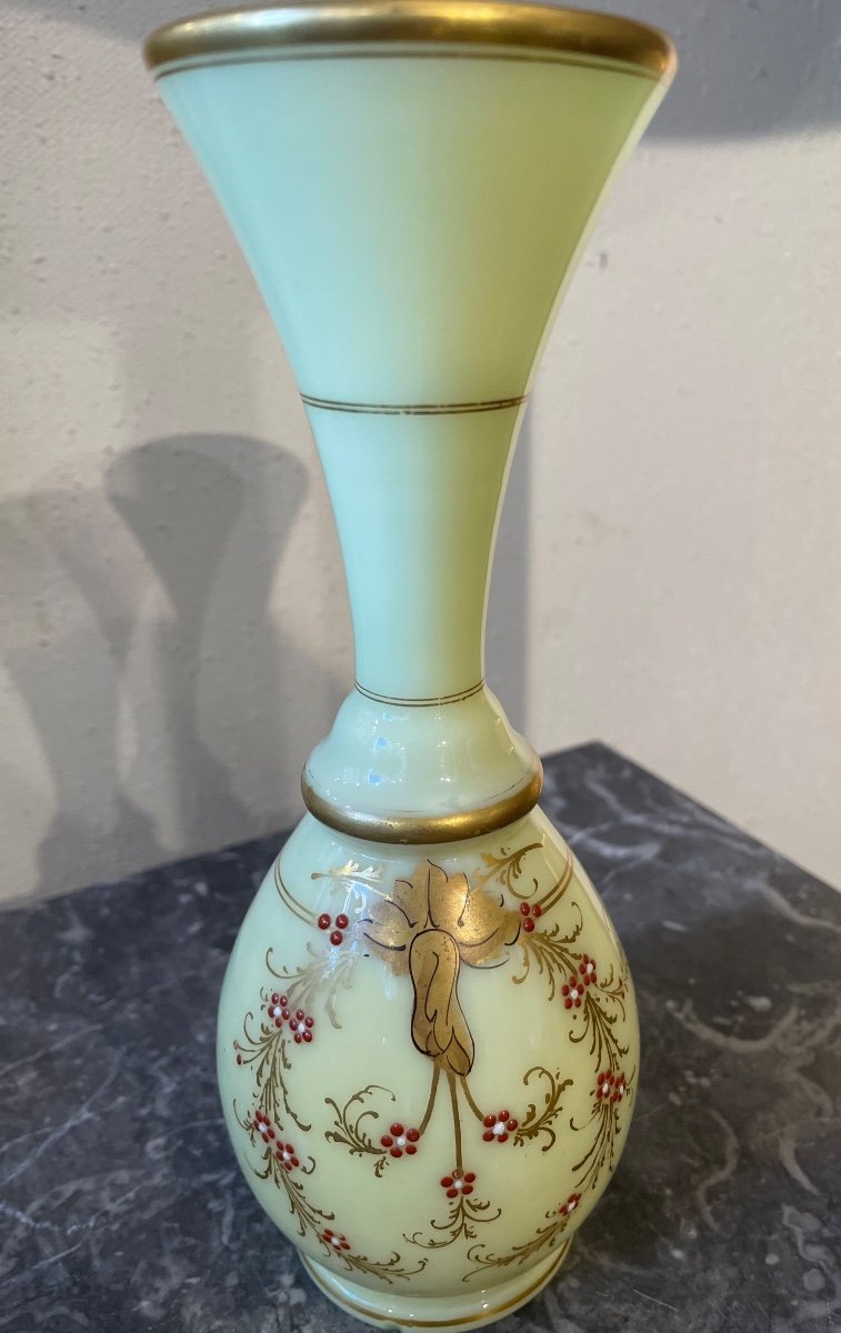 Paire De Vases Opaline émaillée XIXème-photo-3
