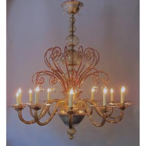 Large Murano Chandelier By Venini