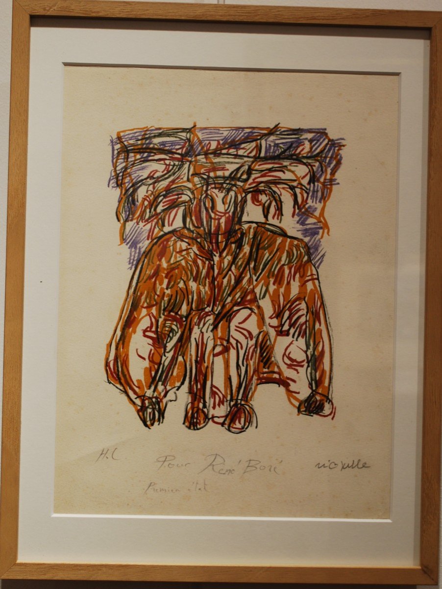 Lithograph By Jean Paul Riopelle Titled Deer Signed Lower Left Hors Commerce